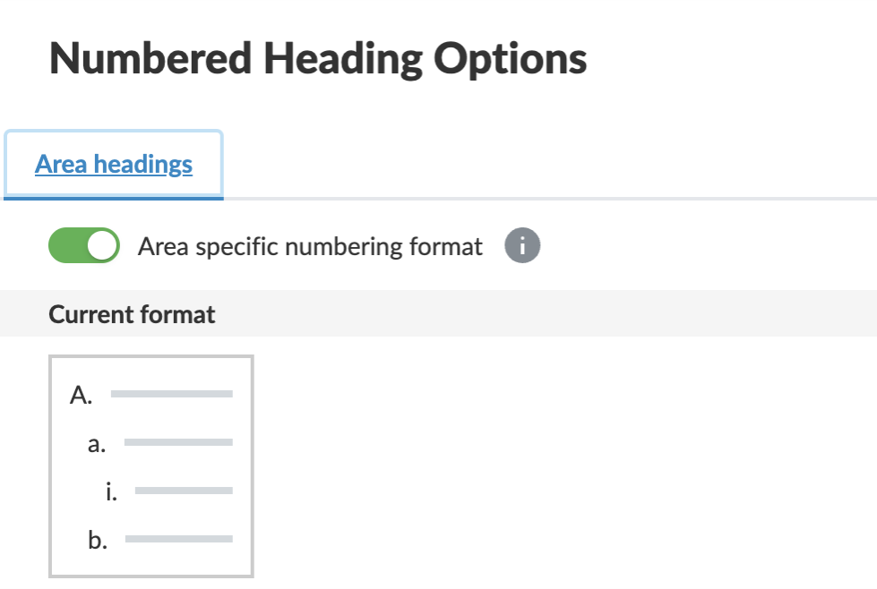 Genummerde koppen in gebiedstabblad